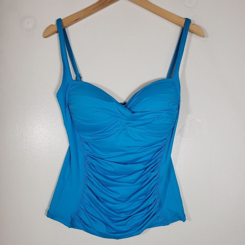 La Blanca Blue Sleeveless Padded Swim Top Size 10